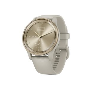 Garmin 010-02665-02 vivomove Trend Hybrid Smartwatch with 40.4-mm Case, Bluetooth, Hidden Touch Screen, Health/Fitness, Sports Apps, Swim Rated (Cream Gold)