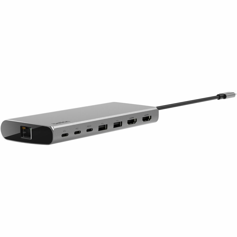 Belkin USB-C 8-in1 Dual Display Core Hub - Docking Station - 10 Gbps - 100W - 3xUSB-C, 2xUSB-A, 2xHDMI, Ethernet - 4K - Grey - Image 3