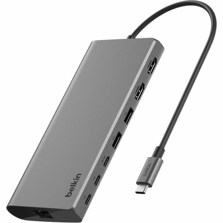 Belkin USB-C 8-in1 Dual Display Core Hub - Docking Station - 10 Gbps - 100W - 3xUSB-C, 2xUSB-A, 2xHDMI, Ethernet - 4K - Grey - Image 6