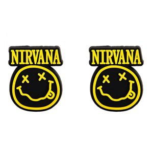 Nirvan  Shoe Charm compatible with Crocs Clogs Wristbands Set of 2 punk hard rock Smiley Face Croc Charms Rock Band PVC Shoe Decorations Pins Birthday Supplies Gifts