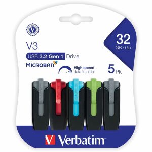 32GB Store 'n' Go® V3 USB 3.2 Gen 1 Flash Drive - 5pk - Assorted