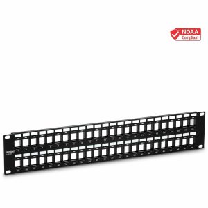 TRENDnet 48-Port Blank Keystone 2U HD Patch Panel, 2U 19" Rackmount Housing, HD Keystone Network Patch Panel, Recommended With TC-K25C6 & TC-K50C6 Cat6 Keystone Jacks (Sold Separately), Black, TC-KP48