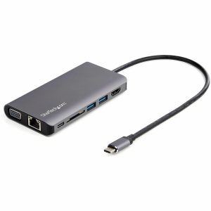 StarTech.com USB C Multiport Adapter - USB-C Mini Travel Dock w/ 4K HDMI or 1080p VGA - 100W PD Pass-Through, 3x USB, SD, GbE, Audio