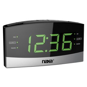 Naxa NRC-181 Bluetooth Easy-Read FM Dual-Alarm Clock Radio with USB Charging, NRC-181