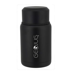 Brentwood Geojug FTS-500BK Vacuum-Insulated Stainless Steel Food Jar with Bowl and Folding Spoon, Black (17 Oz.)