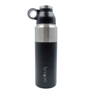 Brentwood Geojug G-1024BK Stainless Steel Vacuum-Insulated Water Bottle (0.7 L; Black/Silver)