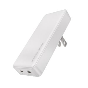 HyperGear 16131 SpeedBoost 65-Watt Dual-USB-C Slim GaN Laptop Charger, White