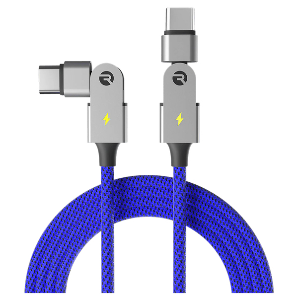 Raycon RACSPN82C-24E-BLU Magic Spin Pro 100-Watt USB-C to USB-C Charge and Sync Cable, 6.6 Ft. (Blue)