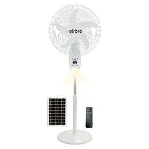 airbro FSA-18 18-In. 9-Speed Indoor/Outdoor Rechargeable Floor Standing Fan with Solar Charging and LED Night-Light, FSA-18