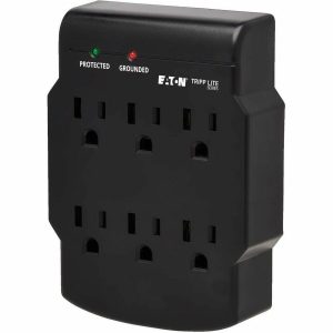 Eaton Tripp Lite Series 6-Outlet Surge Protector, Direct Plug-In, 750 Joules, Diagnostic LED, Black