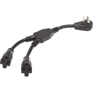 Eaton Tripp Lite Series Extension Cord Y Splitter, Right-Angle NEMA 5-15P to 2x NEMA 5-15R - Heavy Duty, 15A, 120V, 14 AWG, 1 ft. (0.3 m), Black