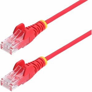 StarTech.com 10ft Red Slim CAT6 Ethernet Cable, Slim Snagless RJ45, UTP, LSZH, 28AWG Bare Copper, Slim Network Patch Cord, Fluke Tested
