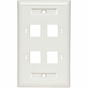 Eaton Tripp Lite Series 4-Port Keystone Faceplate, Single Gang, ID Labels, White, TAA