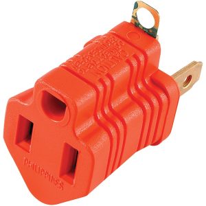 GE 14404 Polarized Grounding Adapter Plug, Orange, 2 Count, 14404