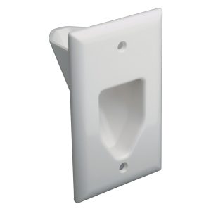 DataComm Electronics 45-0001-UWH 1-Gang Recessed Low-Voltage Cable Plate, Ultra White