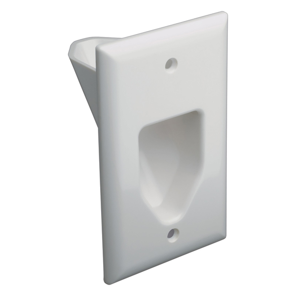 DataComm Electronics 45-0001-UWH 1-Gang Recessed Low-Voltage Cable Plate, Ultra White