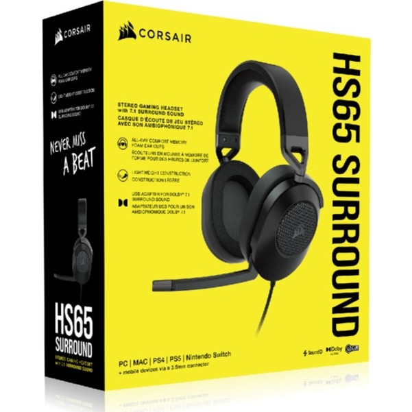 Corsair HS65 SURROUND Wired Gaming Headset - Carbon - Image 2