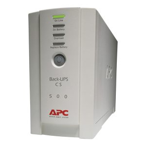 APC BK500 6-AC Outlet and RJ11/Telco 500-VA/300-Watt Back-UPS CS Tower with 480-Joules Surge Protection, Voltage Correction, and 6-Ft. Cord, BK500