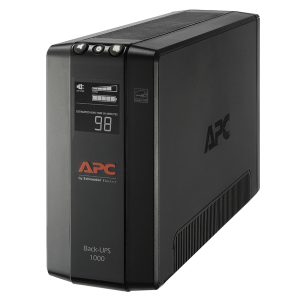 APC BX1000M 8-AC Outlet 1,000-VA/600-Watt Line-Interactive Back-UPS Pro Compact Tower with 1,103-Joules Surge Protection, LCD, AVR, 6-Ft. Cord, BX1000M