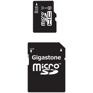 Gigastone GS-2IN1C1008G-R 8-GB Class 10 UHS-1 microSDHC Card and SD Adapter