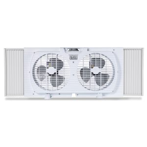 BLACK+DECKER BFW9M BFW9M 9-In. 2-Speed Twin Window Fan with Adjustable Side Panels, White