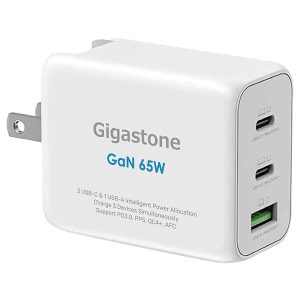 Gigastone GS-PD-7650W-R 65-Watt PD 3.0 3-Port GaN Fast Charging USB Adapter