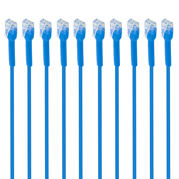 Intellinet Network Solutions 745260 CAT-6 U/UTP FlexiBoot Slim Network Patch Cable, 10 Pack (7 Ft.; Blue)