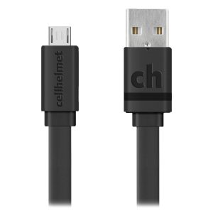 cellhelmet CABLE-F-MICRO-3-B Charge and Sync 3-Ft. USB-A to Micro USB Flat Cable