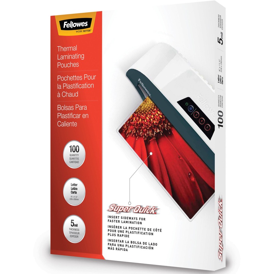 Fellowes Glossy SuperQuick Pouches - Letter, 5 mil, 100 pack - Image 3