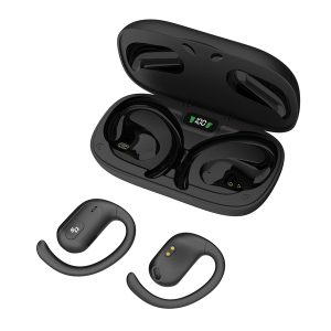 OPN Sound OS6000BL Aria+ Bluetooth Open-Ear Headphones with Microphone, True Wireless with Charging Case, Black