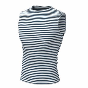 Genuine Striped Tank Top Sleeveless Shirt Dark Blue Cotton Original Telnyashka Тельняшка S