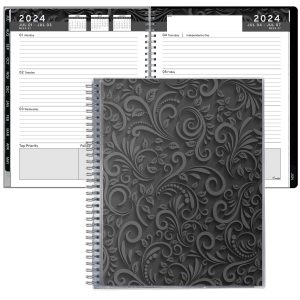Aesthetic Planner Academic Year July 2024   June 2025 8.5 x11 with Weekly and Monthly Calendar pages   Daily Planner for Office Teacher Student Work (Black)