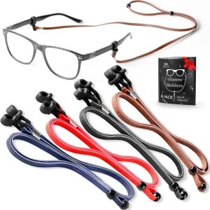 Eyeglass Chains for Women Men   Premium ECO Leather Glasses Strap Holder   Eyeglasses Chain Cords String   Eyeglass Lanyards Holders Around Neck