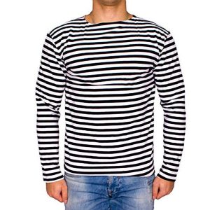 Genuine Russian Navy Blue Striped Long Sleeved T Shirt Top