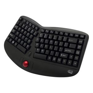 Adesso WKB-3150UB 2.4-GHz Wireless TruForm Ergonomic Computer Keyboard with Trackball, for Windows, Mini