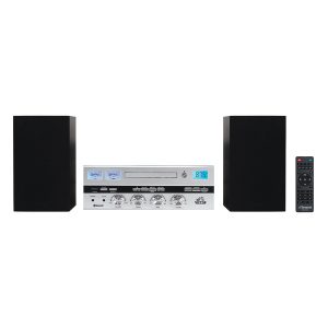 Victor VDTS-4450-SL 50-Watt Milwaukee Desktop Bluetooth Home Stereo System with Detached Speakers, Analog VU Meters, CD Player, and FM Radio, VDTS-4450-SL