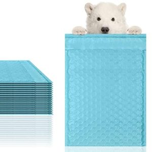 Amiff Pack of 25 Light Blue Poly Bubble Mailers 9.5 x 13.5 Padded Envelopes 9 1/2 x 13 1/2 Waterproof Cushion Bags with Peel and Seal Mailing Pouches for Shipping Wrapping Packing