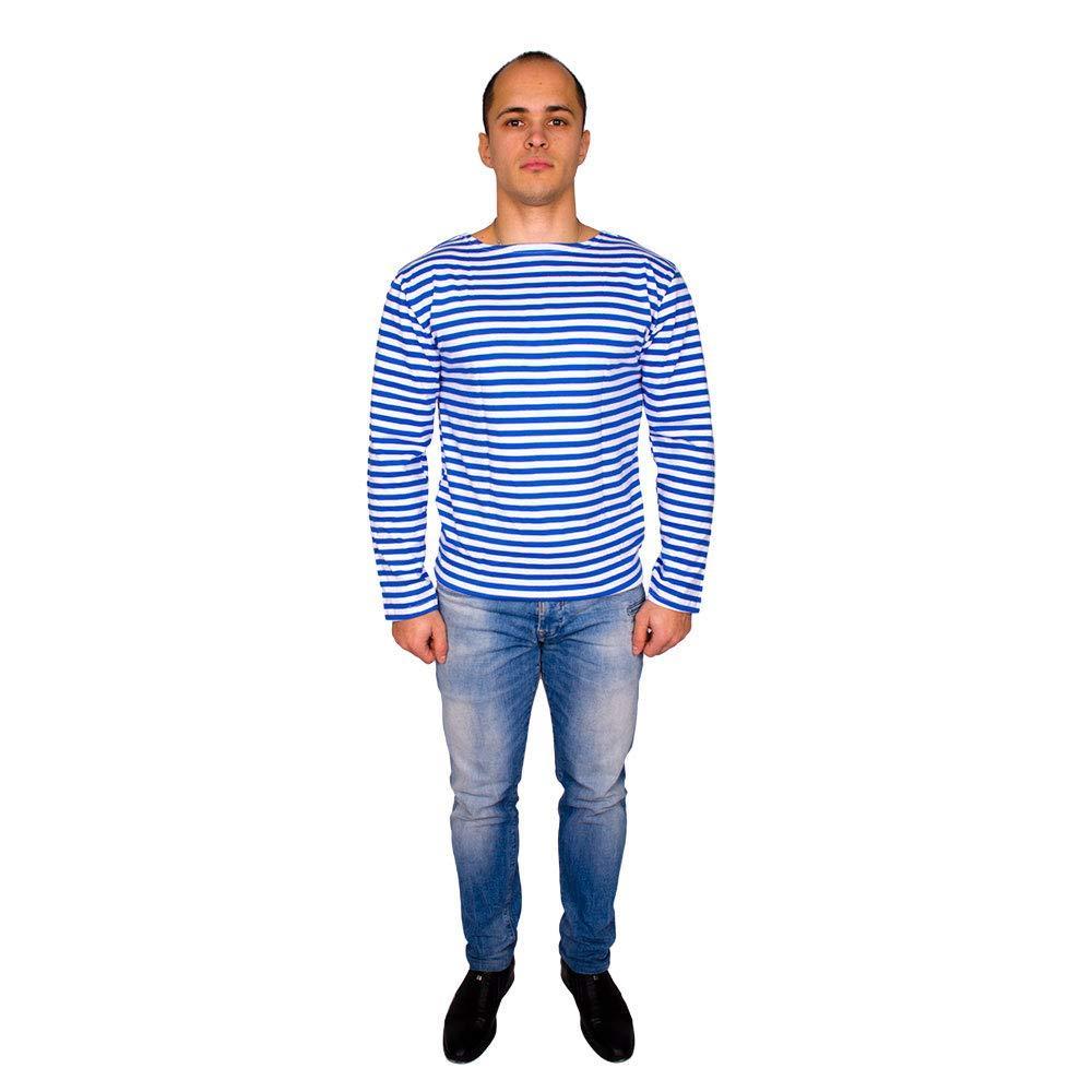 Genuine Russian Light Blue Striped Long Sleeved T Shirt Top - Image 2