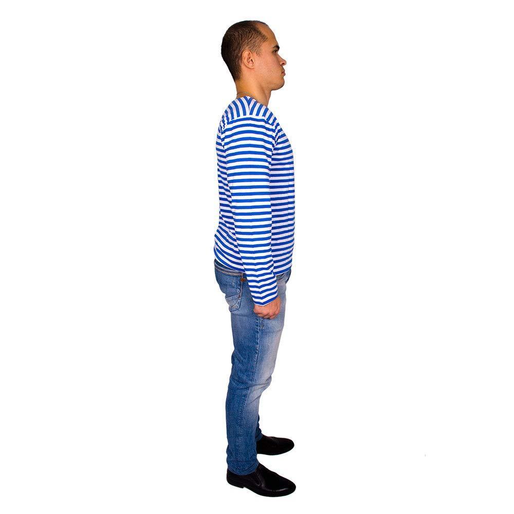 Genuine Russian Light Blue Striped Long Sleeved T Shirt Top - Image 3
