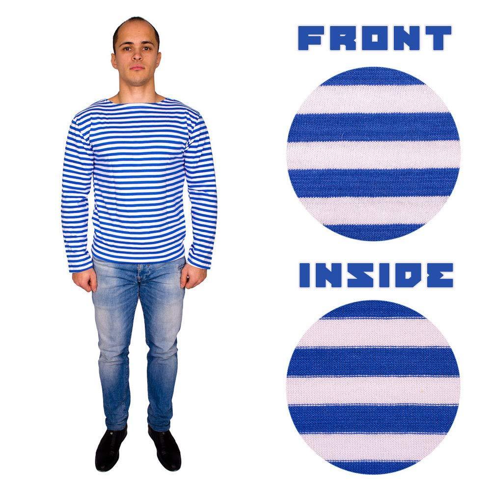 Genuine Russian Light Blue Striped Long Sleeved T Shirt Top - Image 5