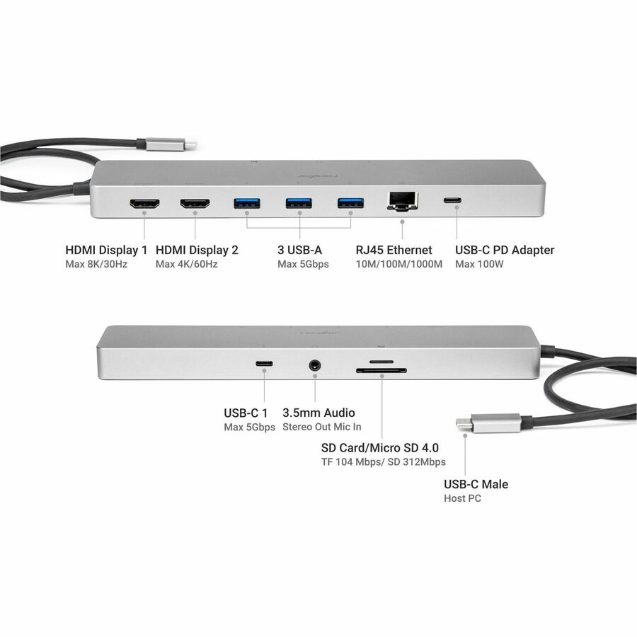 Rocstor Premium USB-C 11-in-1 Dual Display Portable Dock - Image 9