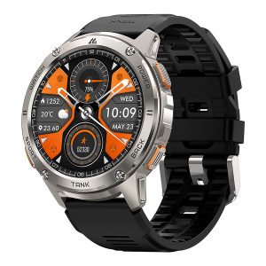 KOSPET P-T004-S TANK T3 Smartwatch with 1.43-In. AMOLED Touch Screen, Bluetooth, 170+ Sports Modes, and Military Grade Protection (Silver)