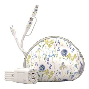 HyperGear 16235 TECHcessories 30-Watt USB-C PD Charging Kit with Travel Pouch (Purple Floral)